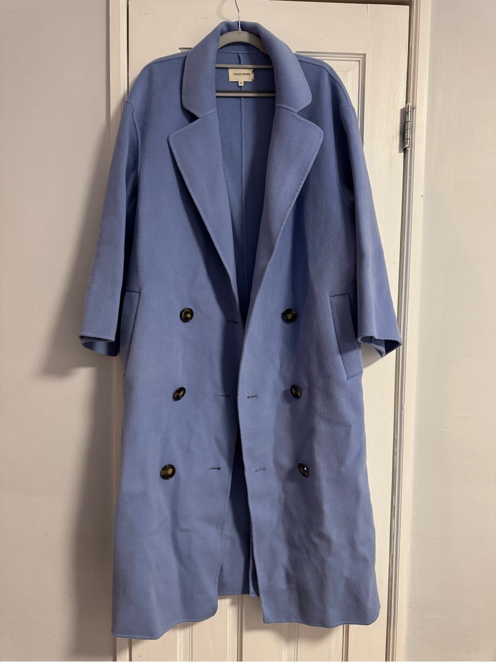 LOULOU STUDIO Borneo Wool Cashmere Oversized Coat Blue XS